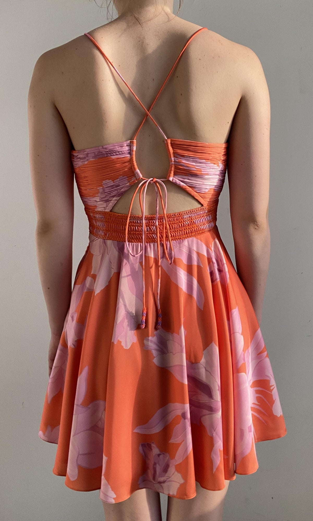 Rococo Sand | Casey Polyester Satin Lycra Mini Dress | Orange