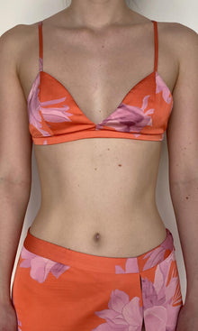 Rococo Sand | Casey Polyester Satin Lycra Bralette | Orange