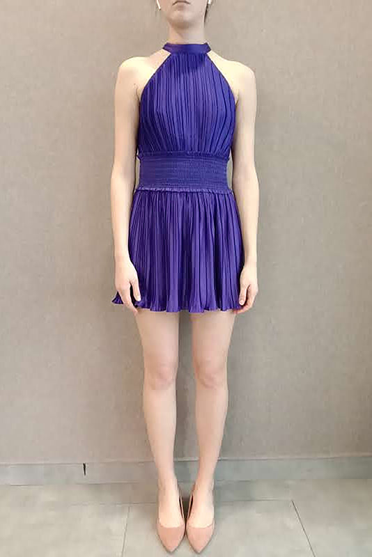Cassi Halterneck Sleeveless Short Dress | Purple