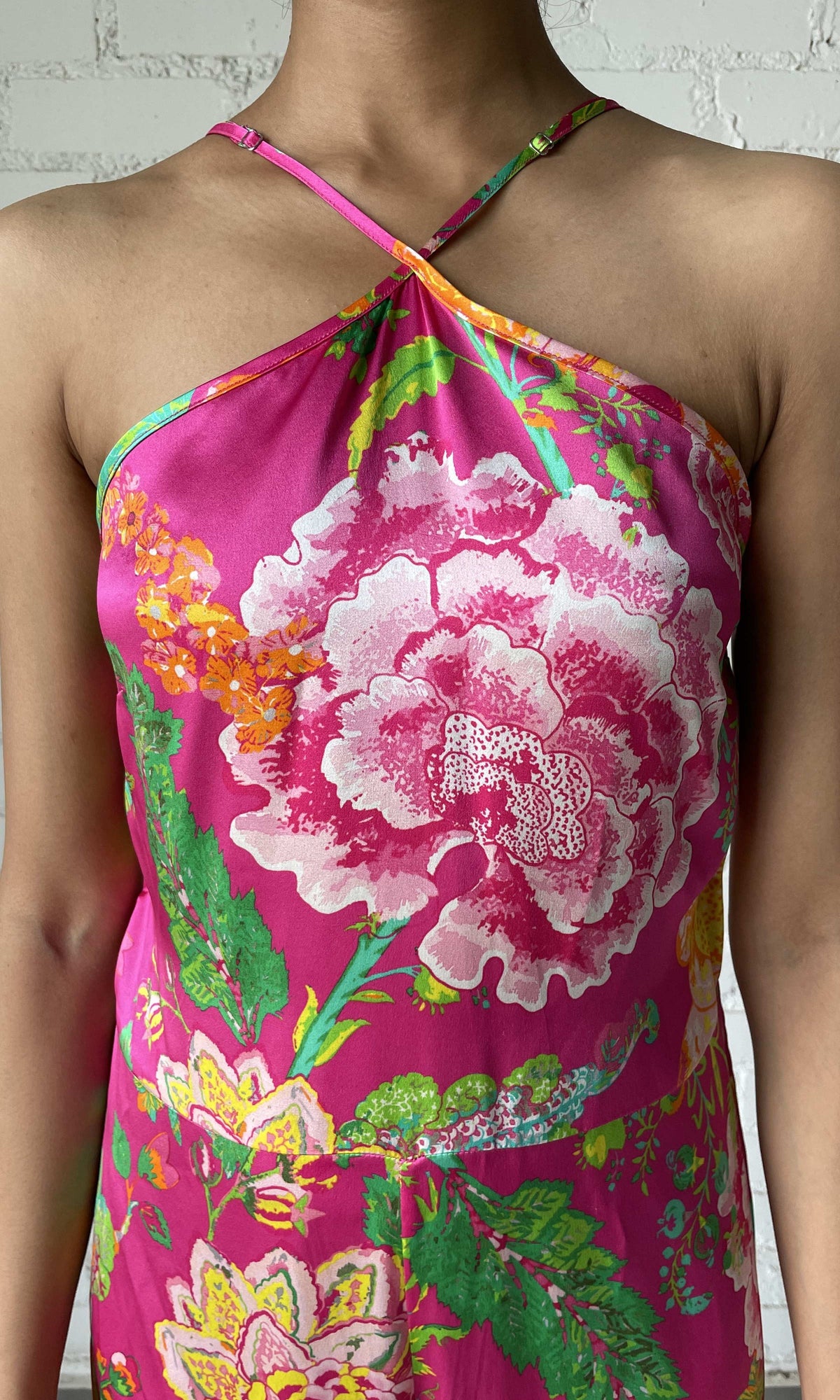 Rococo Sand | Chloe Charmeuse Silk Jumpsuit | Fuchsia Pink