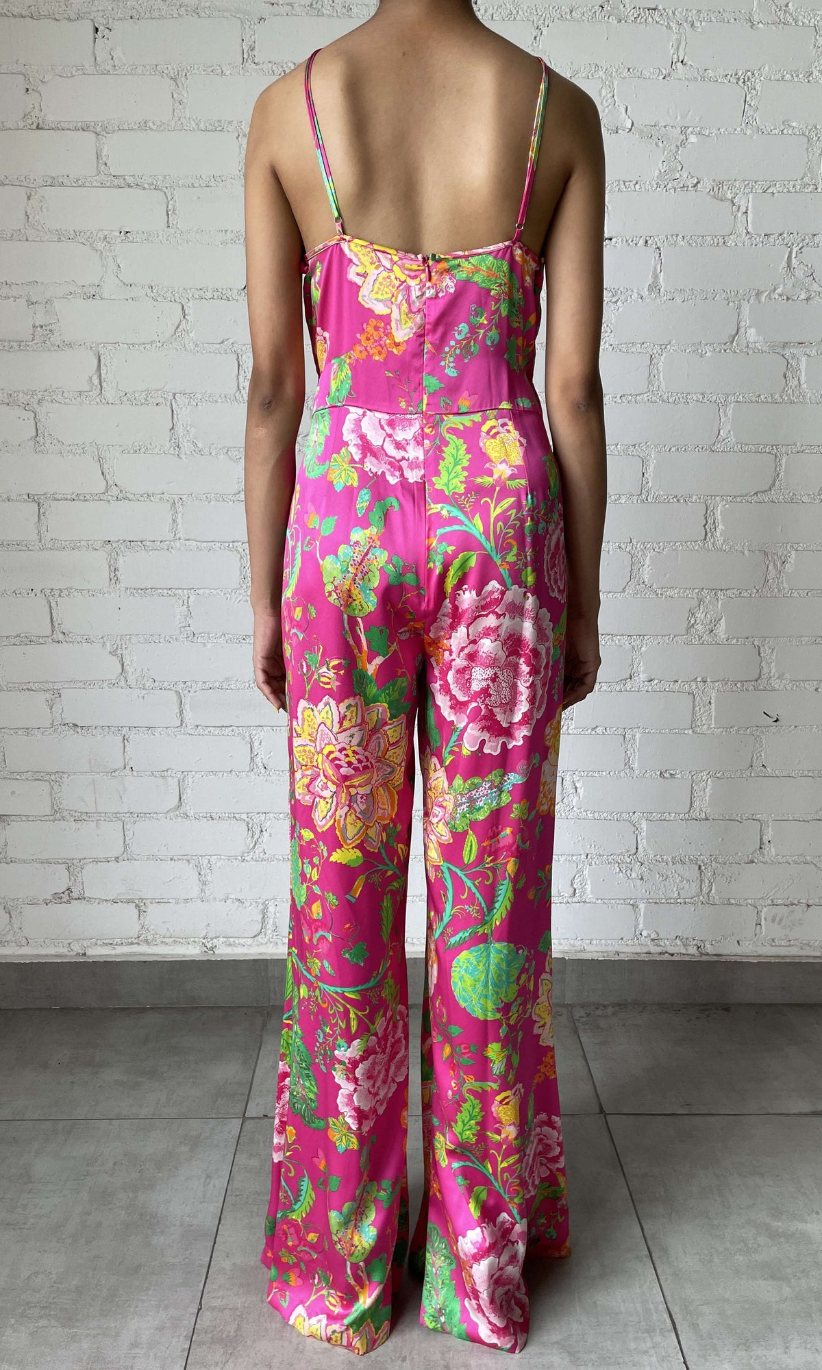 Rococo Sand | Chloe Charmeuse Silk Jumpsuit | Fuchsia Pink