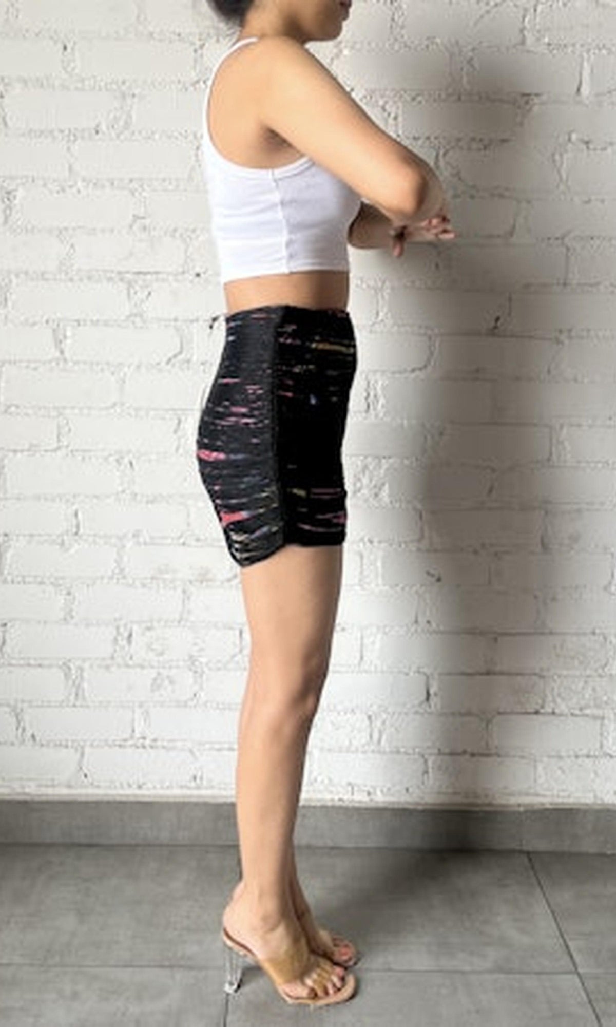 Rococo Sand | Chris Nylon Powermesh Short Skirt | Multi Color