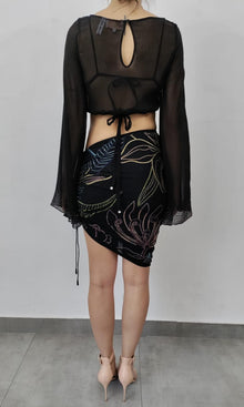 Rococo Sand | Chris Viscose Crinkle Chffon Top | Black