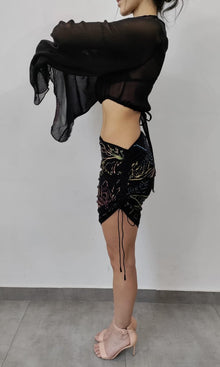 Rococo Sand | Chris Viscose Crinkle Chffon Top | Black
