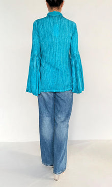 Rococo Sand | Cole Viscose Cotton Georgette Shirt | Blue