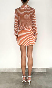 Rococo Sand | Czar Heavy Viscose Crinkle Chiffon & Viscose Natural Crepe Short Shirt Dress | Off-White Brown