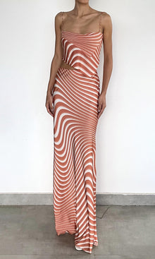 Rococo Sand | Czar Polyester Satin Lycra Maxi Skirt | Off-White Brown