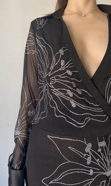 Rococo Sand | Dream Viscose Crinkle Chiffon Long Dress | Black