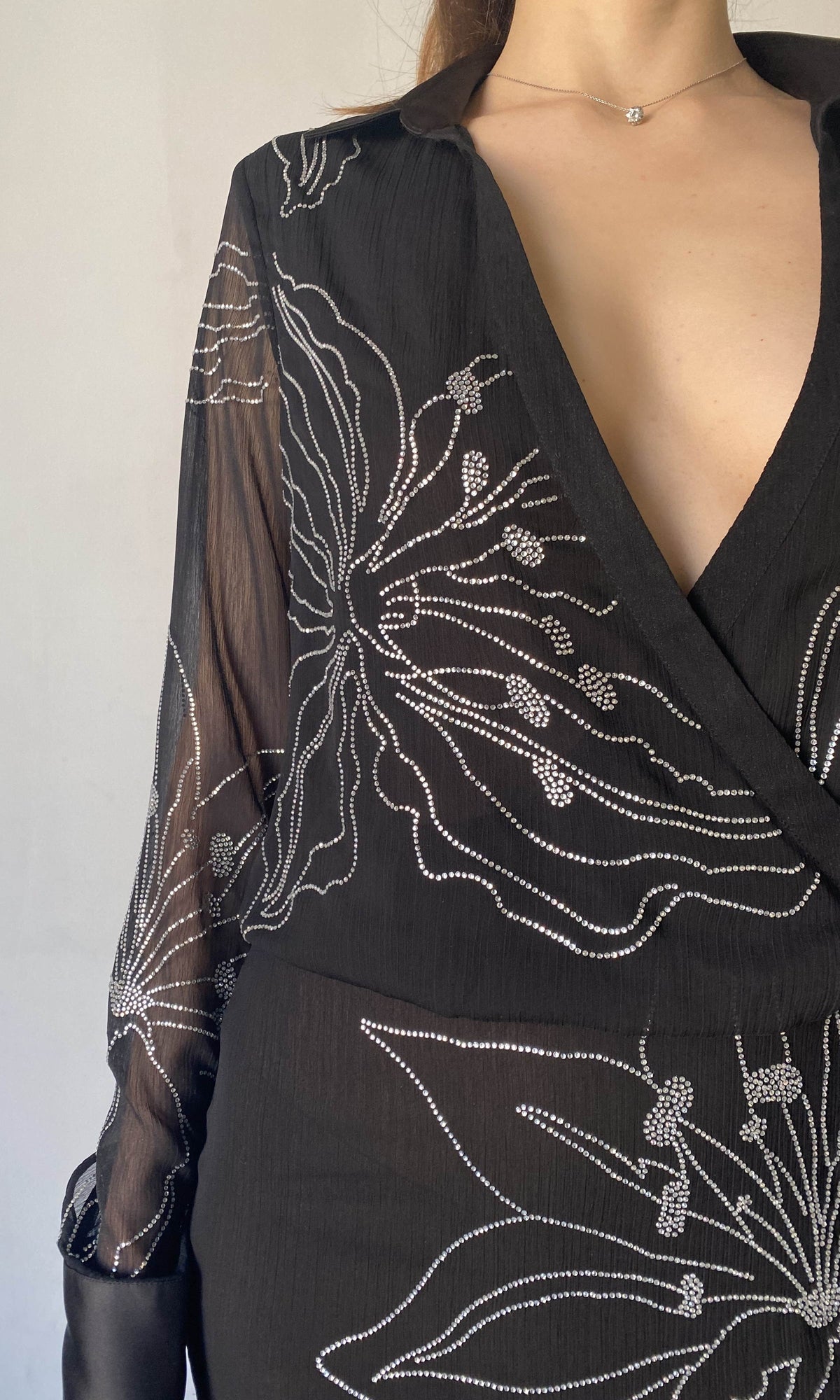 Rococo Sand | Dream Viscose Crinkle Chiffon Long Dress | Black
