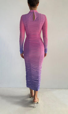 Rococo Sand | Dream Nylon Powermesh Long Dress | Pink