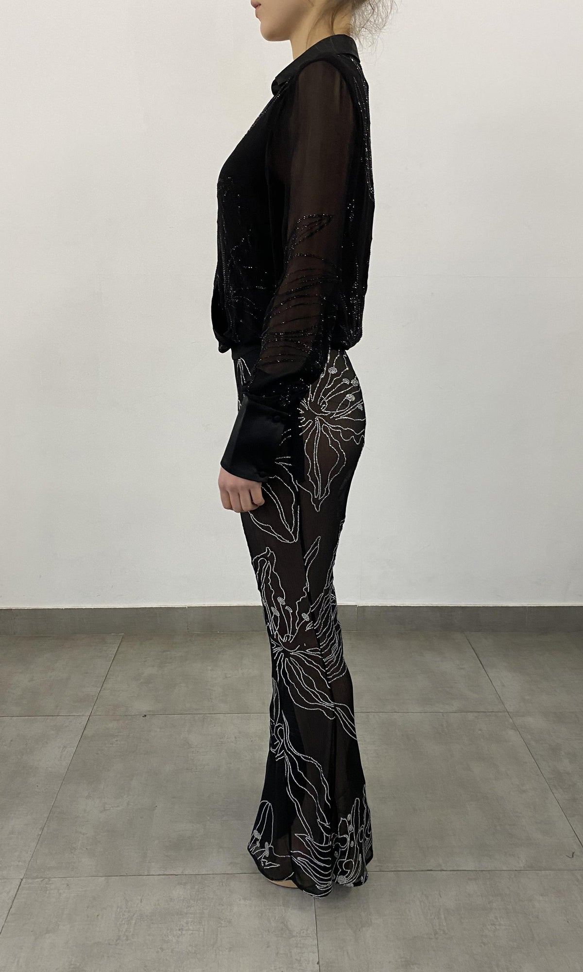 Womens | Dream Polyester Chiffon Body Suit | Black