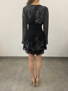 Dream V-Neck Long Sleeve Short Dress | Black