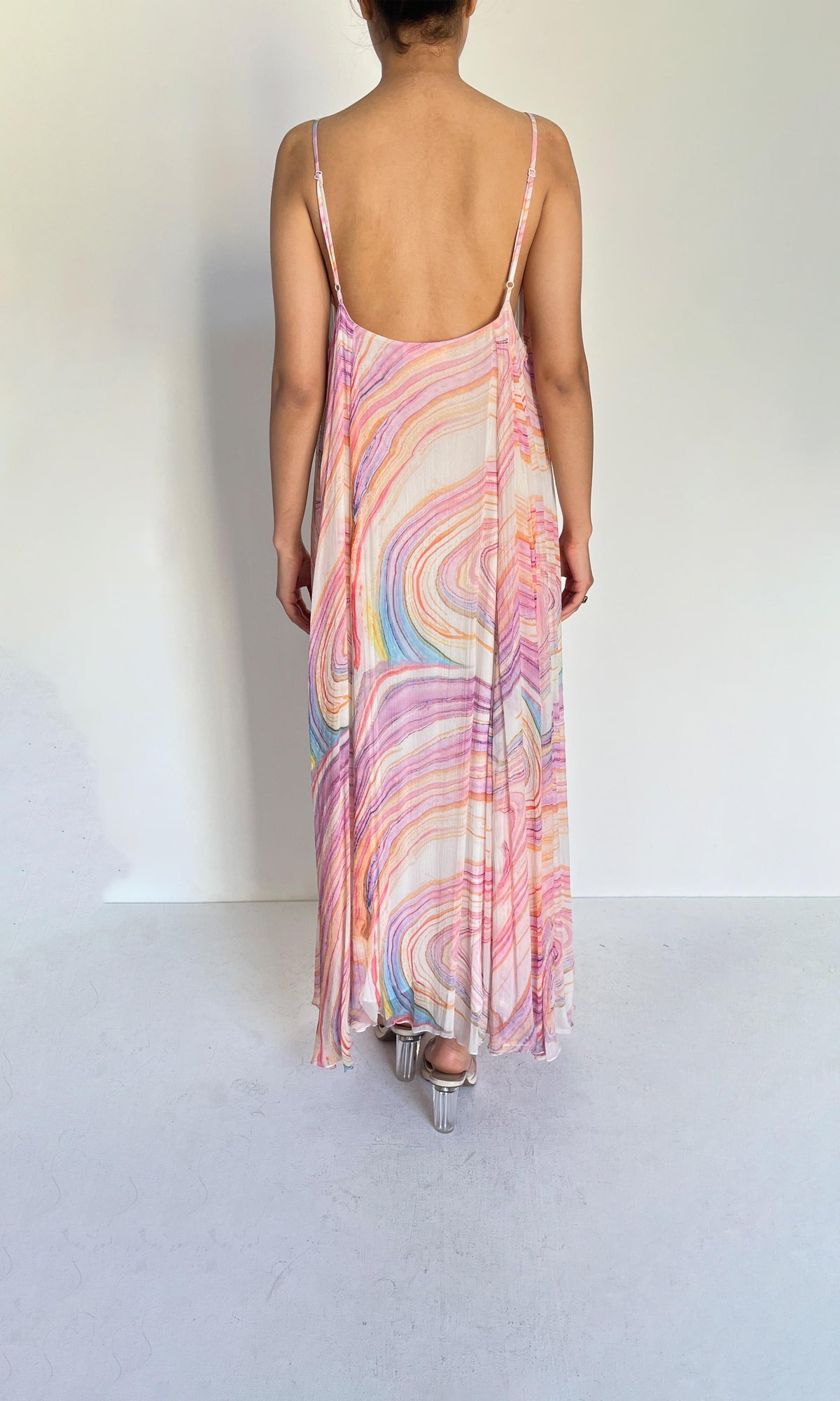 Womens | Eira Crinkle Chiffon Long Dress | Pastel Multi