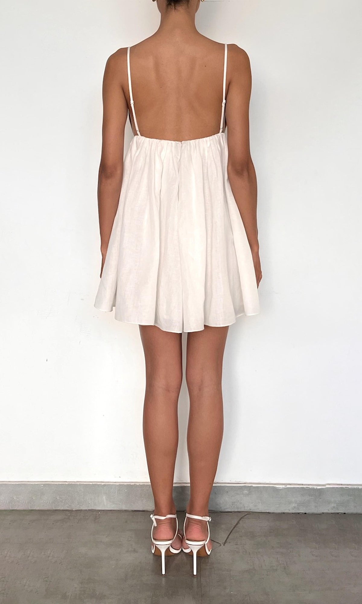 Rococo Sand | Eli Thin Linen Cotton Embroidered Mini Dress | White