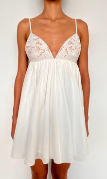 Rococo Sand | Eli Thin Linen Cotton Embroidered Mini Dress | White