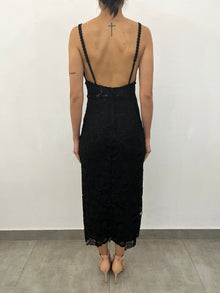 Eliza Plunge V-Neck Midi Dress | Black