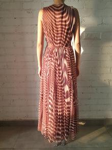 Fauve V-Neck Sleeveless Long Dress | Brown Zebra Print