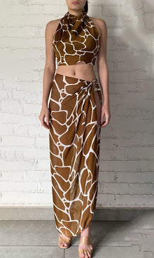 Womens | Fia Viscose Satin Crop Top | Brown