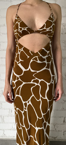 Rococo Sand | Fia V-Neck Spaghetti Strap Maxi Dress | Brown