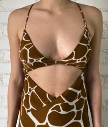 Rococo Sand | Fia V-Neck Spaghetti Strap Maxi Dress | Brown