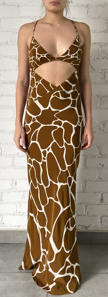 Rococo Sand | Fia V-Neck Spaghetti Strap Maxi Dress | Brown