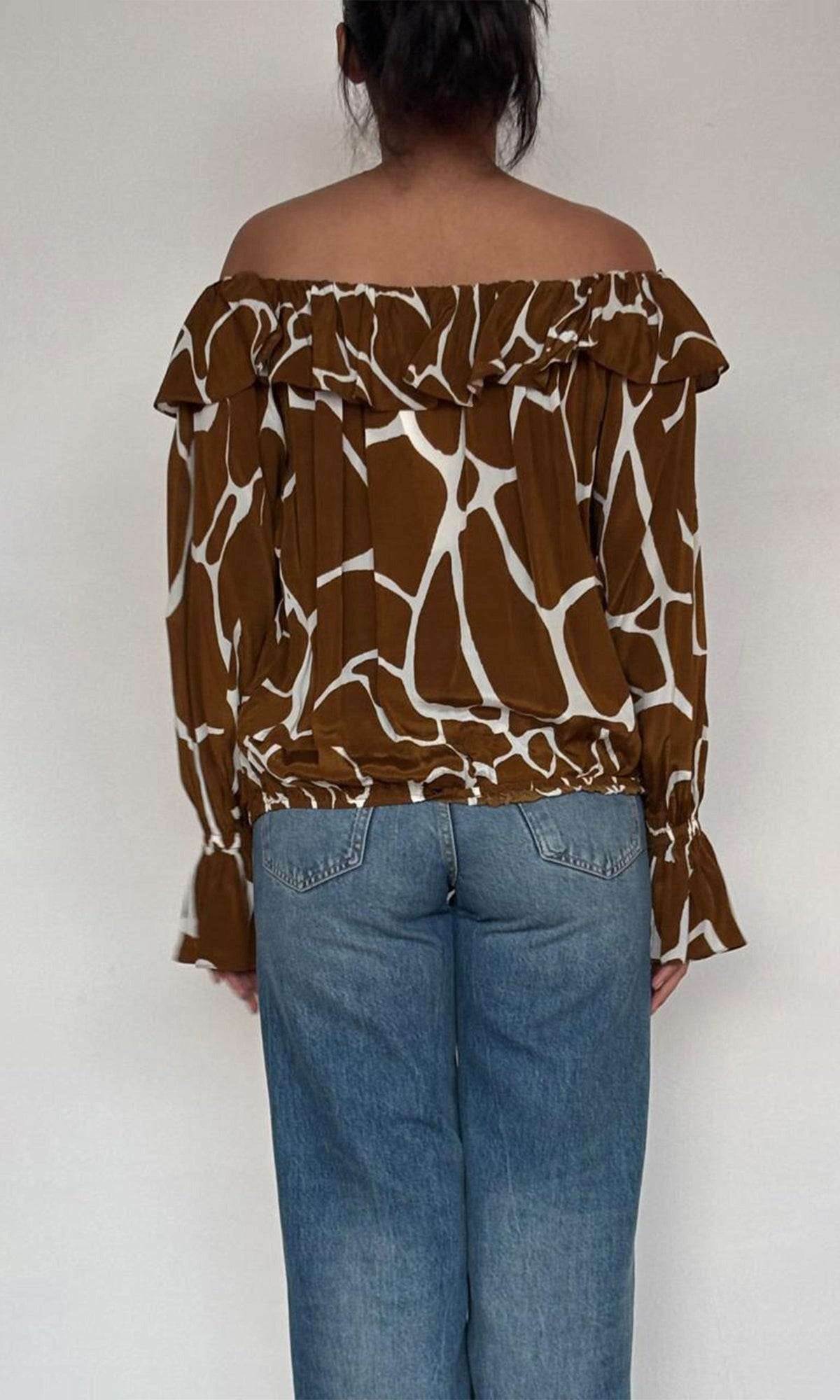 Rococo Sand | Fia Viscose Crepe Top | Brown