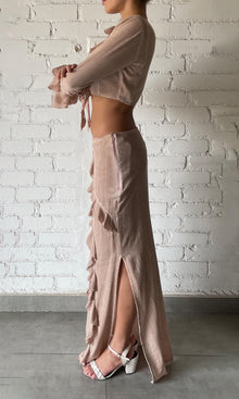 Rococo Sand | Gaia Viscose Cotton Georgtte Top | Nude