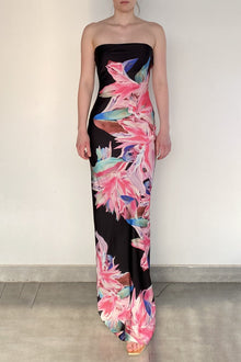 Strapless Maxi Dress | Black/Multi