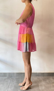Rococo Sand | Inv Crinkle Chiffon Short Dress | Pink