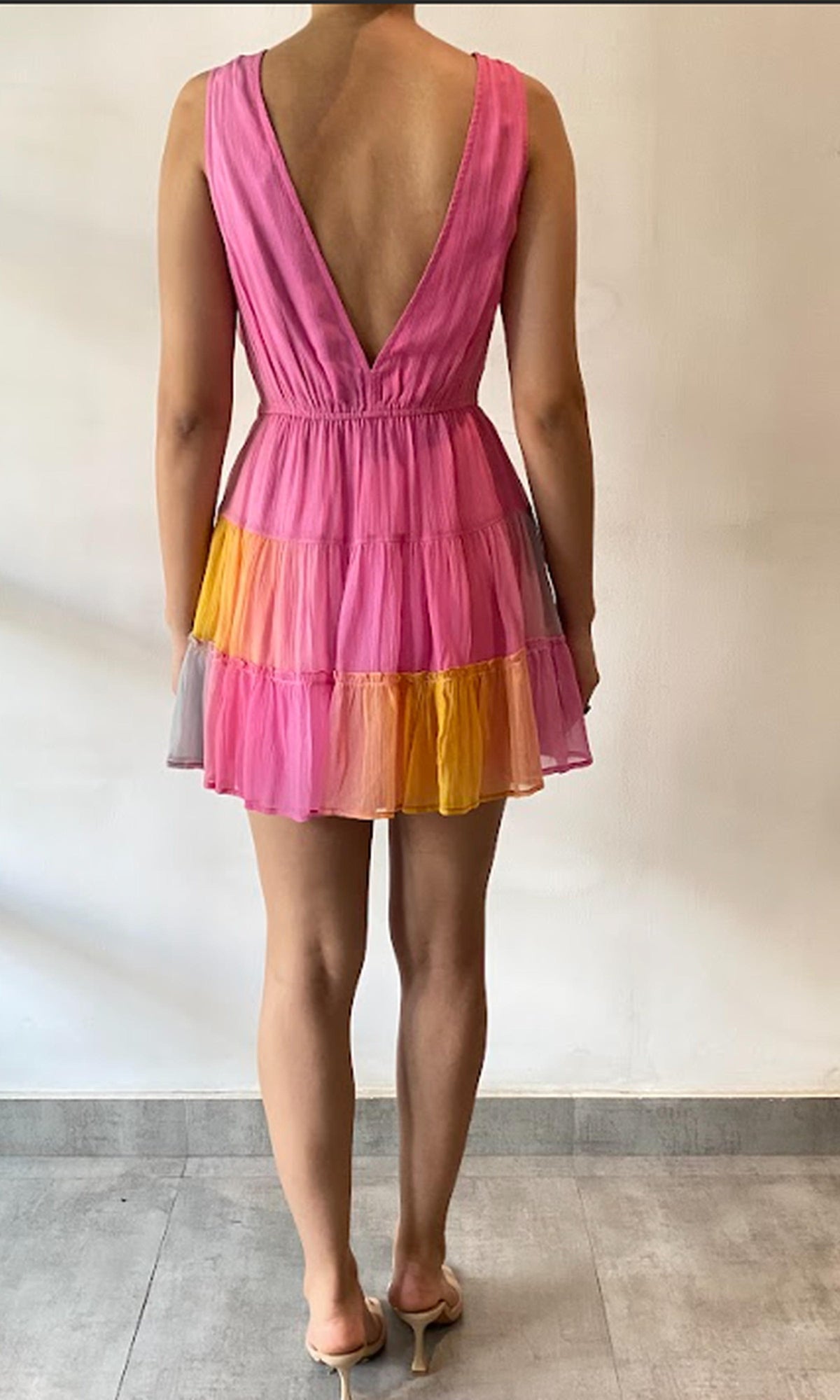 Rococo Sand | Inv Crinkle Chiffon Short Dress | Pink