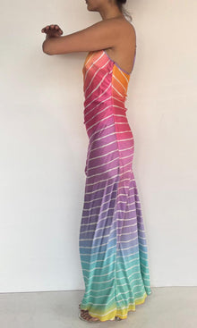 Rococo Sand | Inv Polyester Satin Long Dress | Rainbow