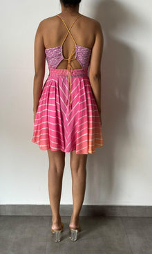 Rococo Sand | Inv Viscose Tanish Crepe Deep Neckline Short Dress | Ombre