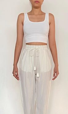 Rococo Sand | Inv Viscose Moss Crepe Pants | White