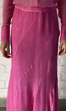 Rococo Sand | Inv Viscose Crinkle Georgtte Long Skirt | Pink