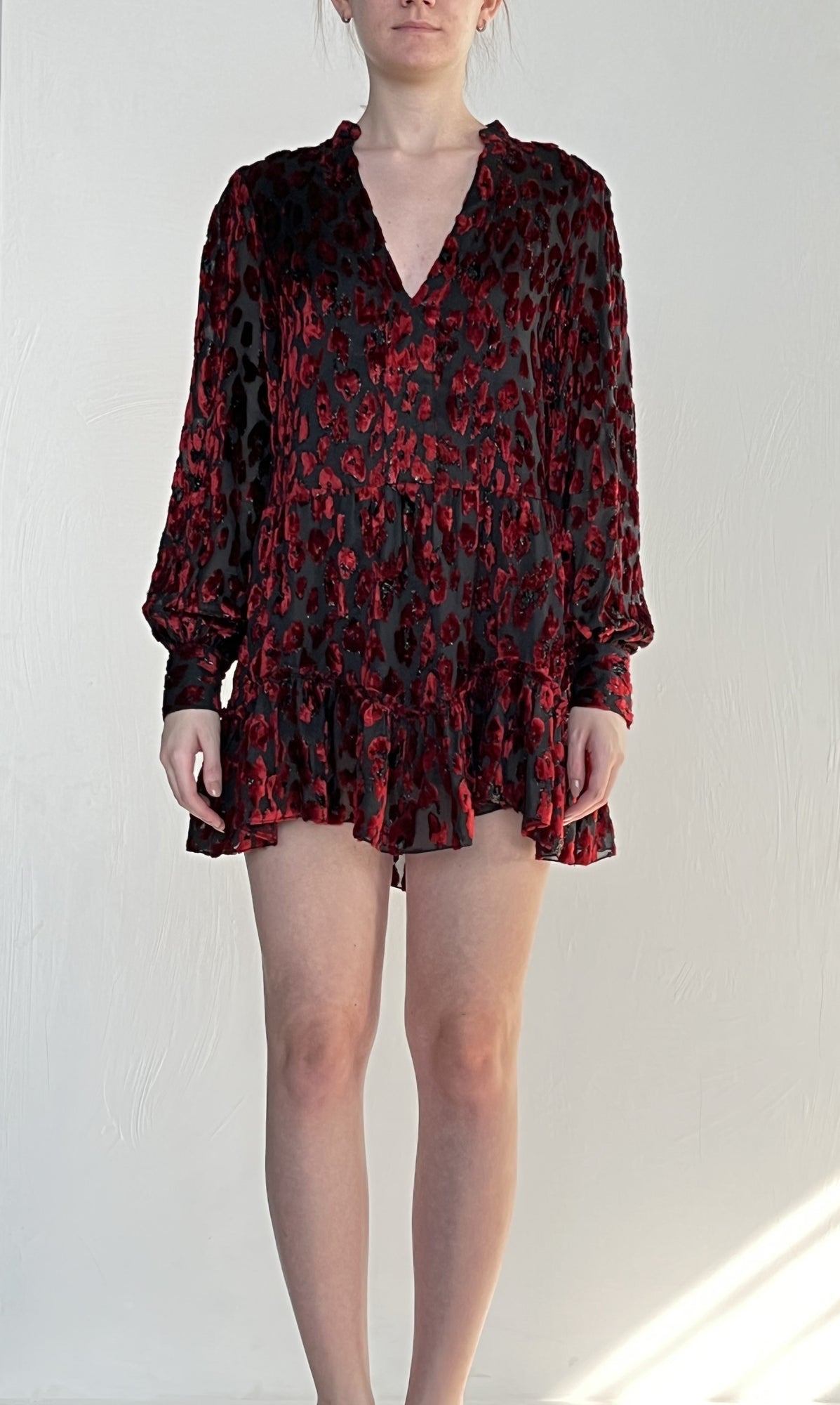 Rococo Sand | Velvet Braso Short Dress | Red