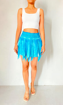 Rococo Sand | Inv Viscose Cotton Georgtte Short Skirt | Blue