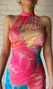 Rococo Sand | Inv Viscose/Satin Long Dress | Pink Print