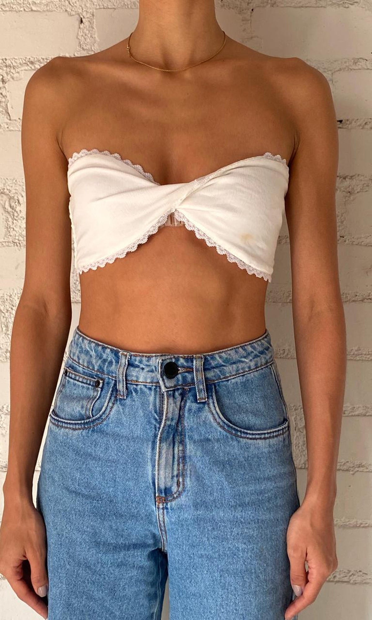 Rococo Sand | Inv Polyester Satin Bralette | White