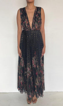 Rococo Sand | Inv Viscose Chiffon Long Dress | Black Multi