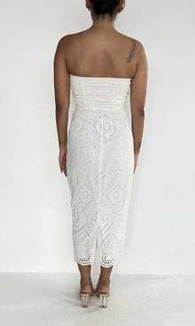 Rococo Sand | Inv Cotton Schiffli Midi Dress | White