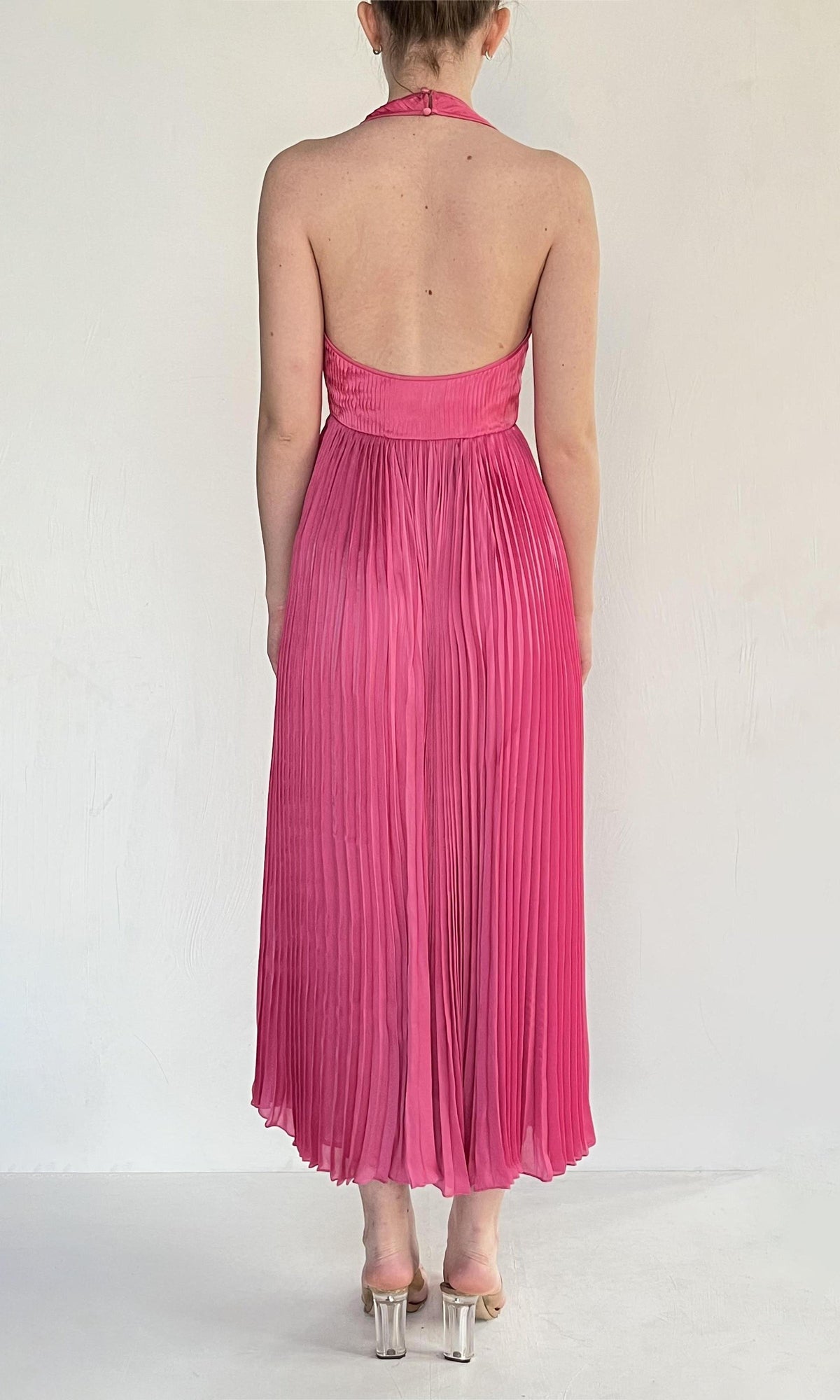 Womens | Inv Polyester Satin Long Dress | Pink