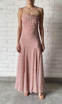 Rococo Sand | Jace Polyester Crinkle Chiffon Maxi Dress | Misty Rose