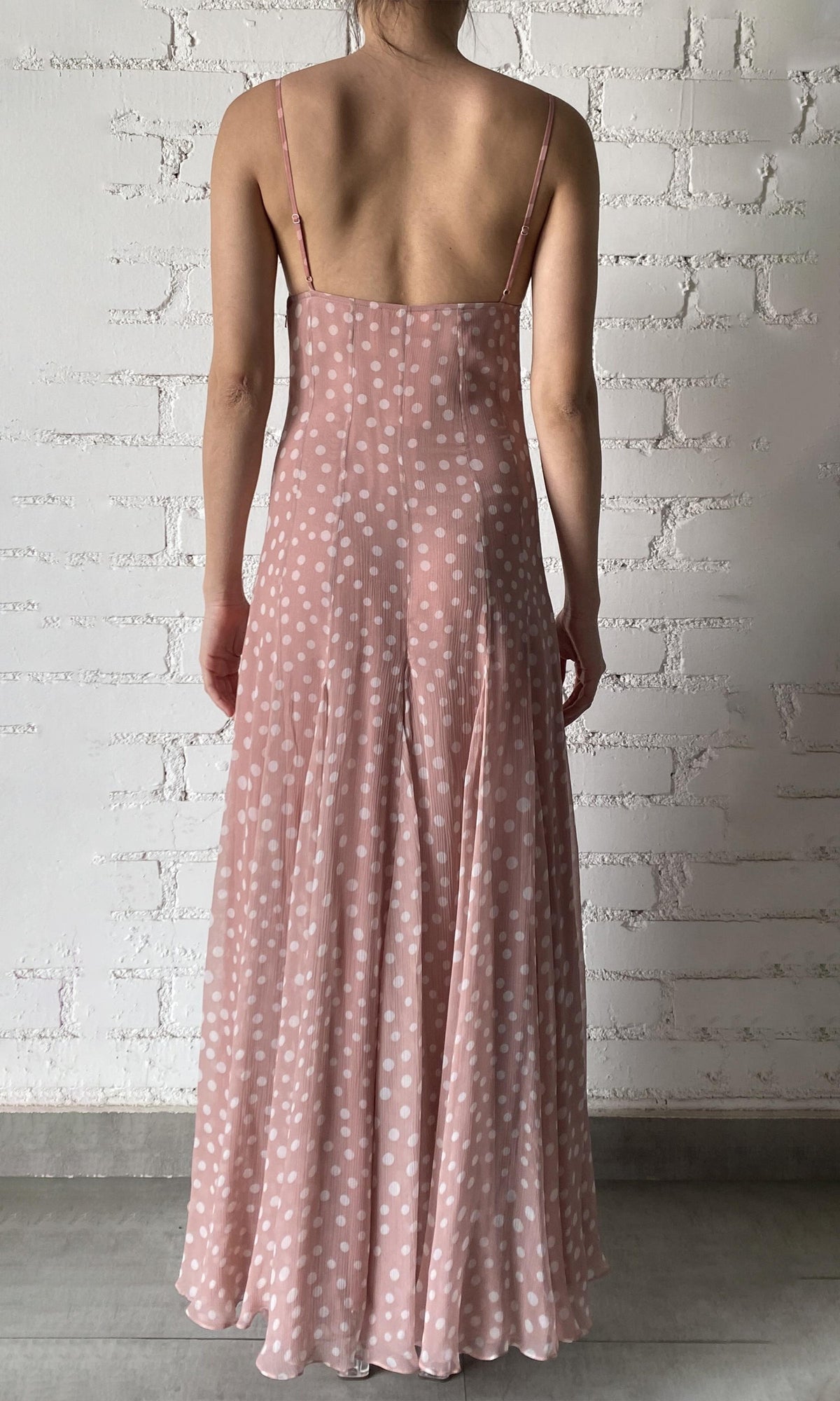 Rococo Sand | Jace Polyester Crinkle Chiffon Maxi Dress | Misty Rose