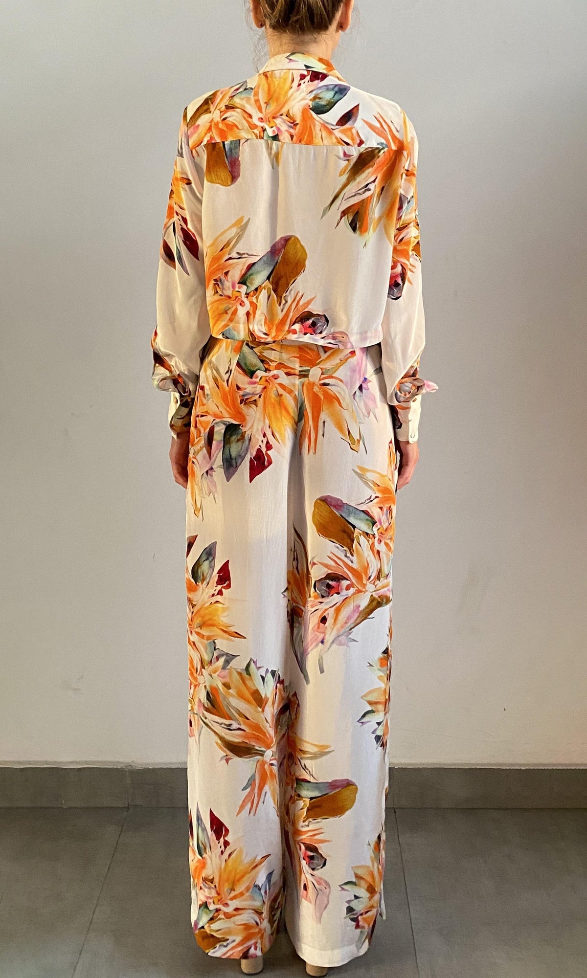Rococo Sand | Jill Viscose Natural Crepe Pants | White Multi