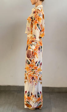 Rococo Sand | Jill Viscose Natural Crepe Pants | White Multi