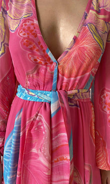 Rococo Sand | Juno Viscose Georgette Maxi Dress | Pink