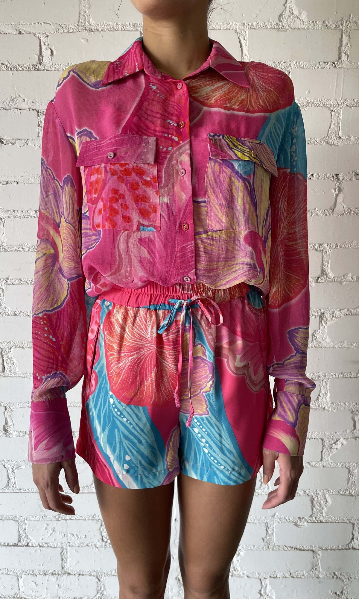Rococo Sand | Juno Viscose Georgette Shirt With Slip | Pink