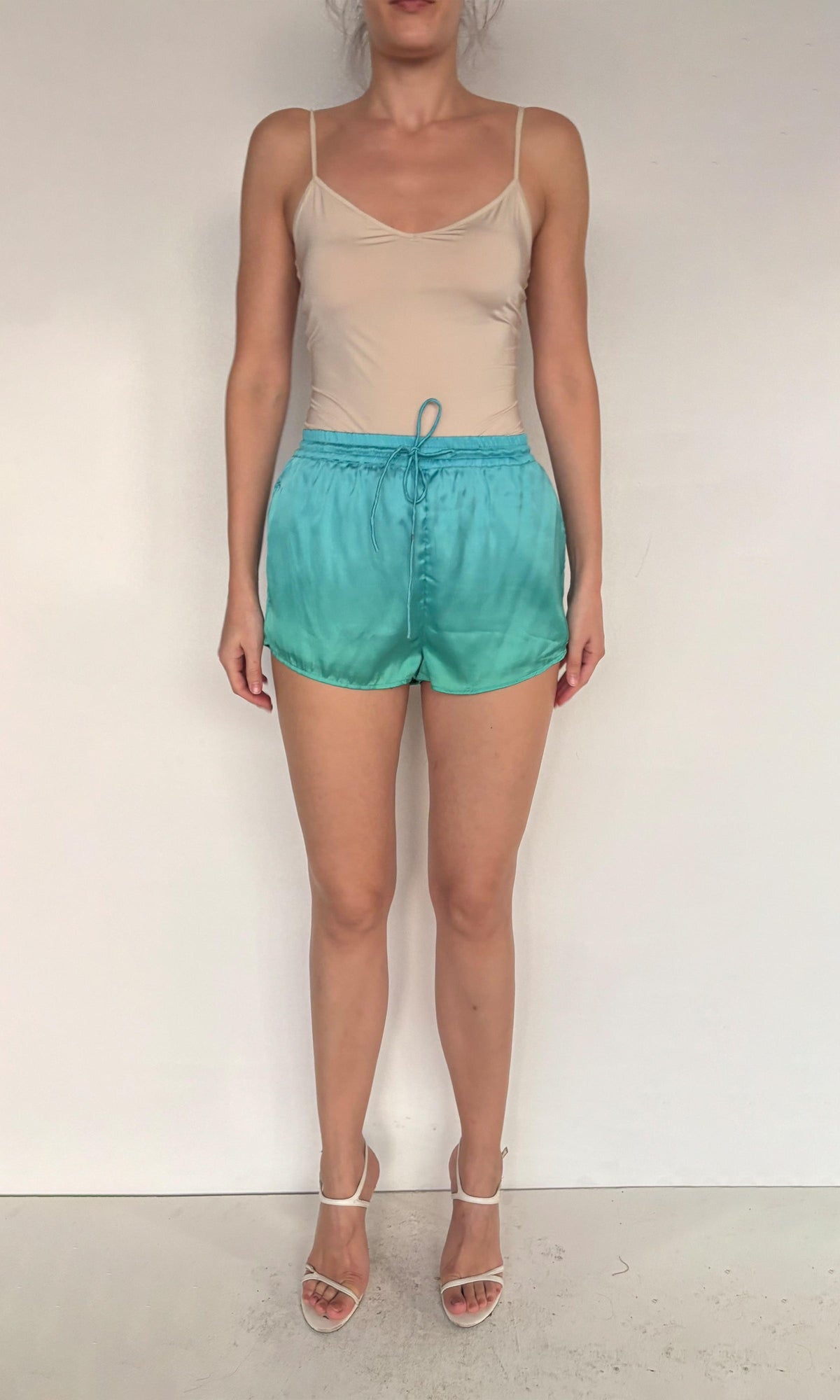 Womens | Kiki Polyester Satin Shorts - I | Teal Multi