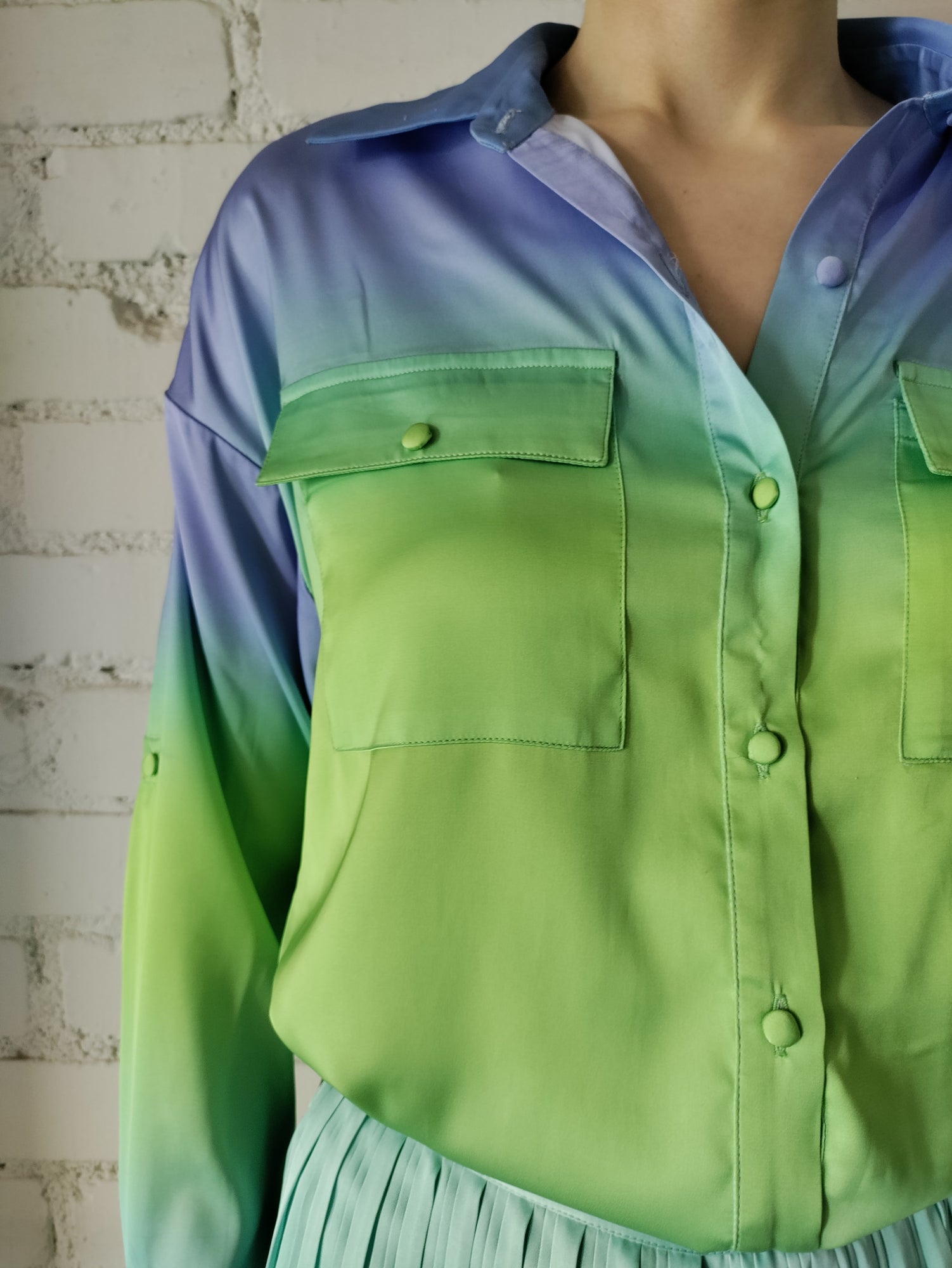 Rococo Sand | Kiki Shirt | Blue/Green Ombre