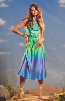 Rococo Sand | Kiki Midi Dress | Blue/Green Ombre